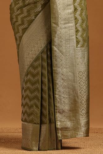 Soch Womens Olive Georgette Zari Woven Saree