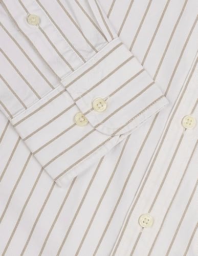 U.S.Polo ASSN. Men's Striped Tailored Fit Button Down Shirt (USSHT3094_Beige