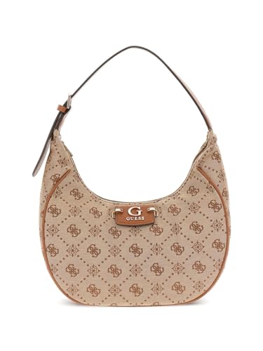 GUESS Latte Logo Printed Neda Hobo Shoulder Bag