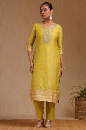 Soch Women's Chanderi Chudidar Set (EWA5CD22065_Light Green
