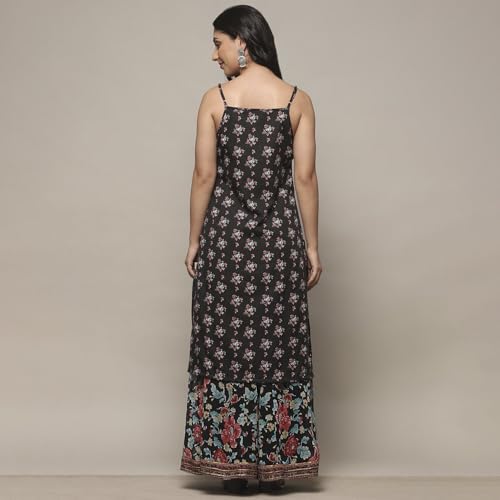 BIBA WOMEN PRINTED STRAIGHT SALWAR KURTA DUPATTA(SKDPOSHINA9037_BLACK_40)