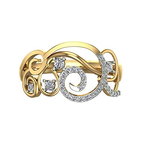 DISHIS 18k(750) BIS Hallmark Yellow Gold Diamond Ring for Women-size-18