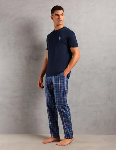 U.S. POLO ASSN. Mens Solid Cotton Sleep Sets(Navy|Navy M