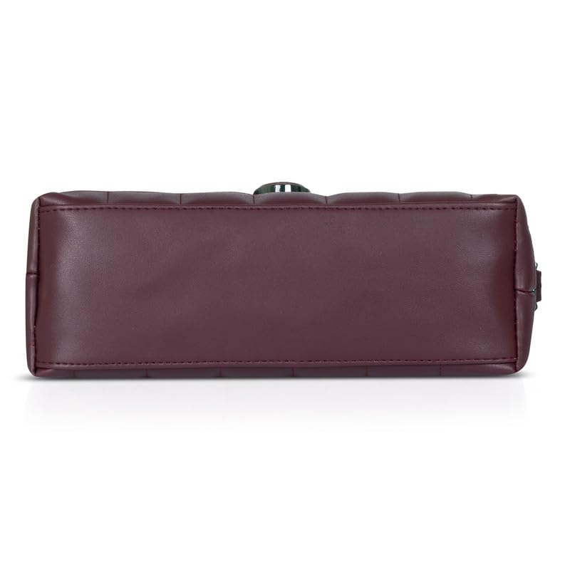 Catchy Maroon Faux Leather Magnet Closure Womens Handbag