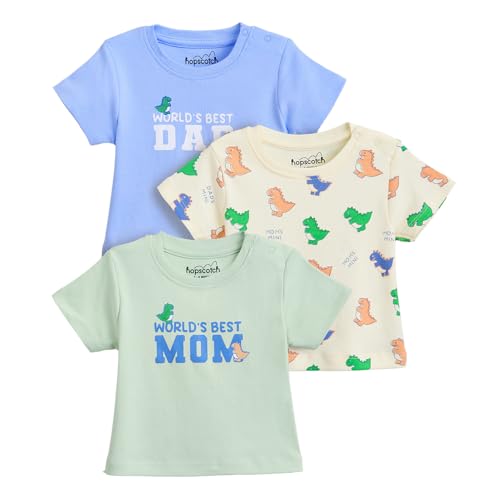 Hopscotch Baby Girls Animal Print Short Sleeves Multicolor Tees For Ages (18-24 Months)