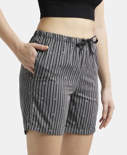 Jockey Women's Shorts with Side Pockets, Ultrasoft and Durable Waistband & Drawstring Closure RX15_Black_L