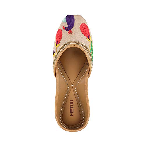Metro Womens Synthetic Beige Mojaris (Size (6 UK (39 EU))