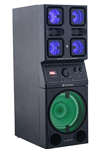 TECHXEWOO Party Blaster 500 Powerfull 200 WATTS Home Theatre Single Tower Party Speaker System with Dynamic Disco Lights, Bluetooth,USB, Digital FM, INBUILT Karaoke,MIC Port�