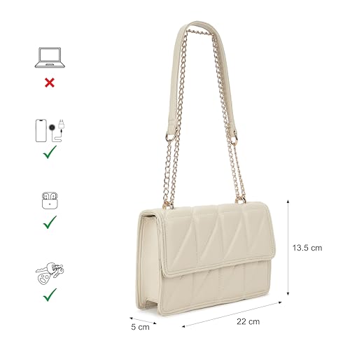 Fastrack Casual Sling Bag with Magnet Button Closure for Girls, Small Size with Internal Organiser, Handheld Design and Metal Chain Sling