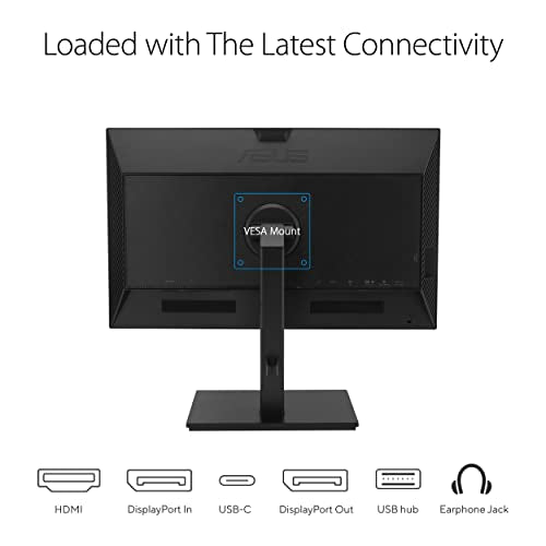 ASUS 24" 1080P Multi-Touch Monitor (BE24ECSBT) - Full HD, IPS, 10-Point Touch, IPS, Eye Care, USB-C with Power Delivery, HDMI, DisplayPort Daisy Chain, Height Adjustable, VESA Wall Mountable, Black