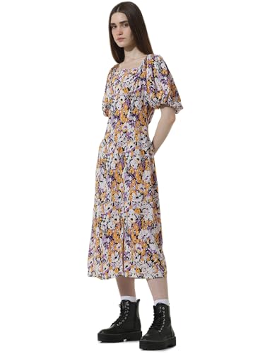 ONLY Women Printed Viscose Lavender Midi Dress