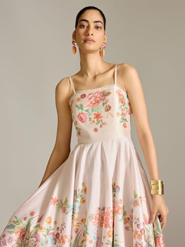 Label RITU KUMAR Blush Rosene Sleeveless Printed Long Dress