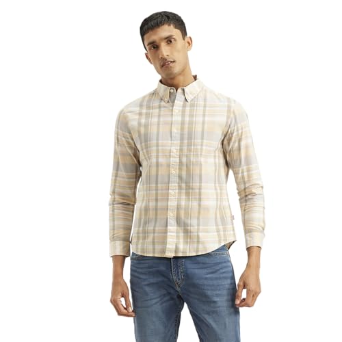 Levi's Men's Checkered Slim Fit Shirt Cream