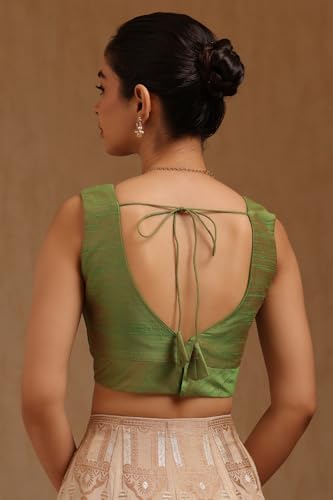 Soch Womens Light Green Tussar Solid Padded Blouse