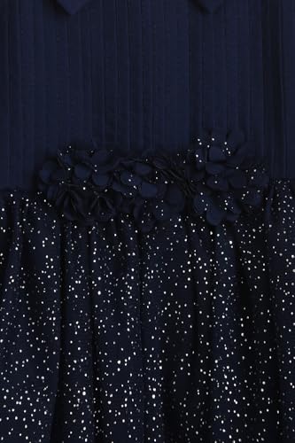 Girls Navy Textured Party Dress