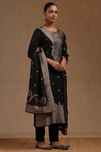 Soch Women's Organza Salwar Suit Set (OWA5CD22378_Black