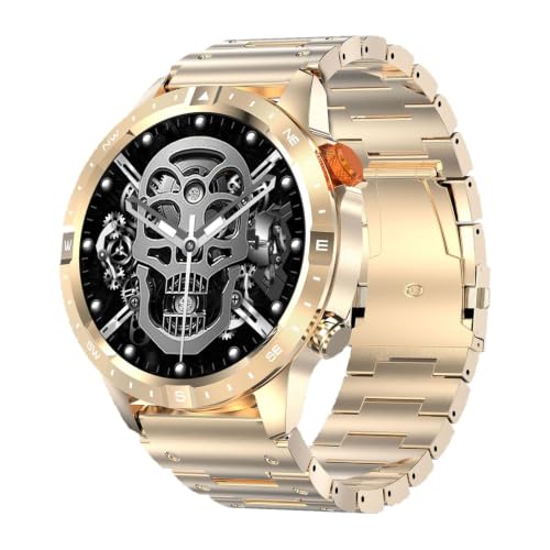URJIX® Smart Watch 1.43-inch Screen Display Wrist Watch for Running Cycling Student Gold Steel Strap