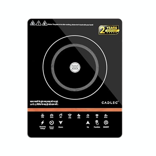 Cadlec CookXpert_5 2000W Induction Cooktop | Feather Touch Control | 8 Preset Menus | Auto Cut-Off | High Power Induction Stove | BIS Approved | Black | 2-Year Warranty