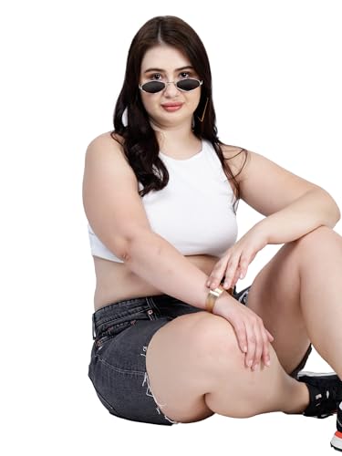 Plus Size Women REGULAR FIT Denim Shorts( Bermuda )- Length 17.5" inch- MID RISE-NON-STRETCH- Rugged - Faded Blackish Grey color- Waist Size (L)32 to (3XL)38 inch (IN, Alpha, XL, Faded Blackish Grey)
