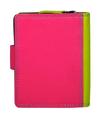 Women's Genuine Leather Wallet-Long Purse Wallet with Multiple Card Slots, Zip Pocket and Note Compartment (Green)