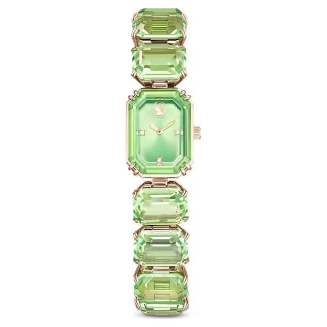 Swarovski Millenia Watch, Octagon Cut Bracelet, Green, Champagne Gold-Tone Finish