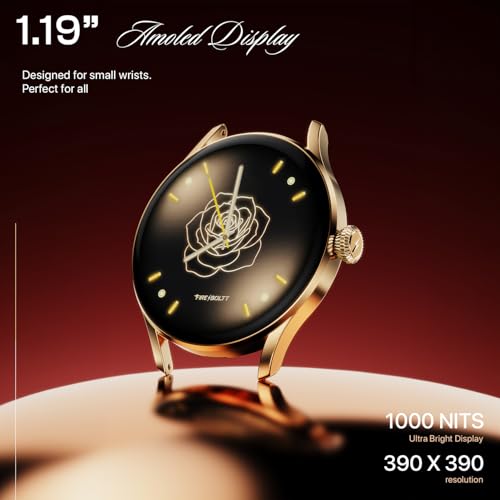 Fire-Boltt Glitz Women Smart Watch with 1.19” AMOLED Display, Bluetooth Calling, Rotating Crown, Always On Display, 1000 Nits Brightness, IP68 Waterproof Pearl White
