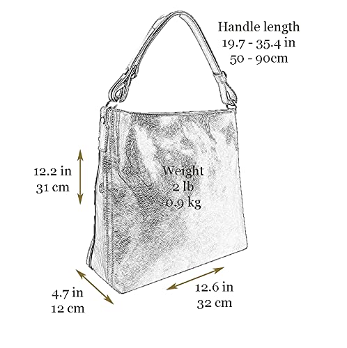 Leather Handbag - Shoulder Bag - Convertible Purse for Women - Time Resistance, Green, One Size