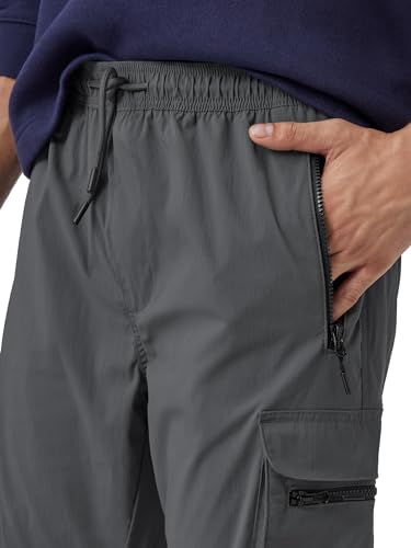 XYXX Men Cotton Rich Cargo Jogger, Relaxed, Solid, Pack of 1, MB3JG07L, Anchor Grey, L