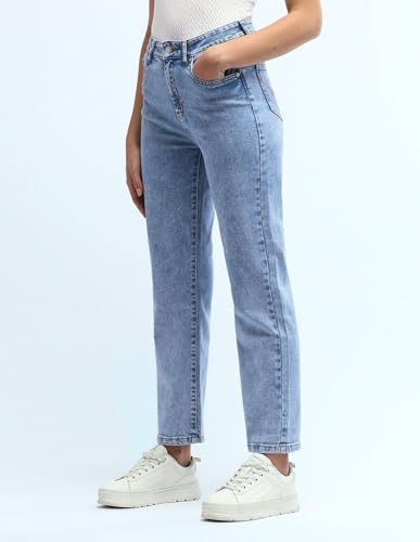 U.S. POLO ASSN. High Rise Straight Fit Jeans (UWAW24JEN111_Blue_26)