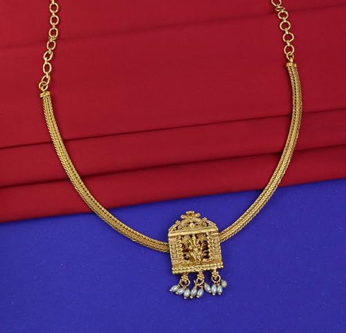 CUTE GOLD Antique Oxidised Plating Necklace With Earring For Women and Girls | Antique Temple Necklace Set for Women & Girls(AN-350) (Tropical)