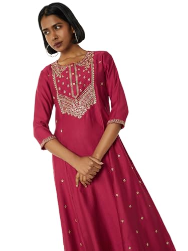 Max Women Embroidered A-line Kurta (Red_XXL)
