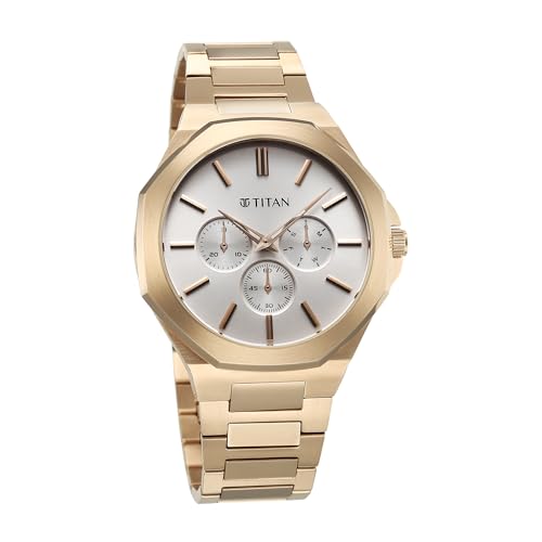 Titan Classic Slim Multifunction Quartz Multifunction Silver Dial Stainless Steel Strap Watch for Men_90198WM01