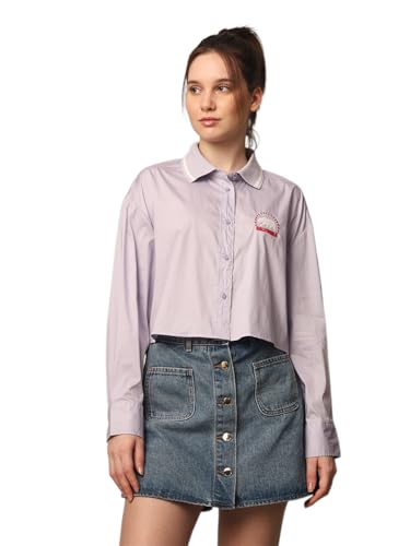 ONLY Women Boxy Fit Purple Shirt