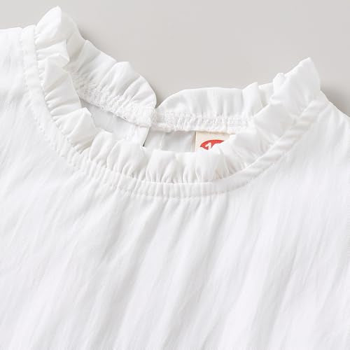 Hopscotch Girls Sleeveless White 2-Pc Floral Applique T-shirt & Skirt Dungaree For Age (6-7 Years)