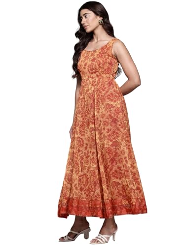 Aarke Ritu Kumar Rust Lavish Loom Sleevless Long Dress