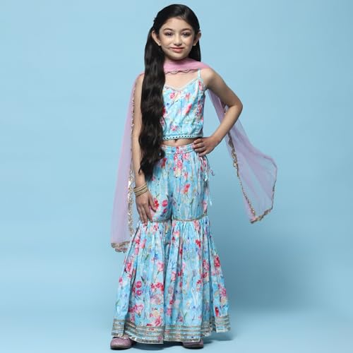 BIBA Girls PRINTED STRAIGHT KID(KWLAVENDER5839_BLUE_5)