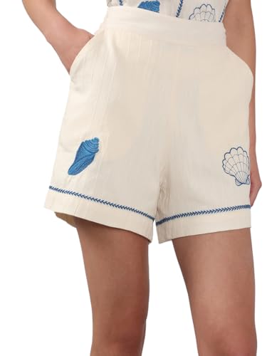 VERO MODA Women's Regular Fit High Rise White Shorts