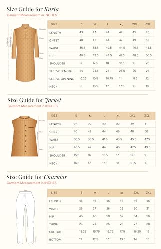 Manyavar Men's Art Silk Gold Thread Embroidered Kurta Jacket Churidar Set(Beige,L)