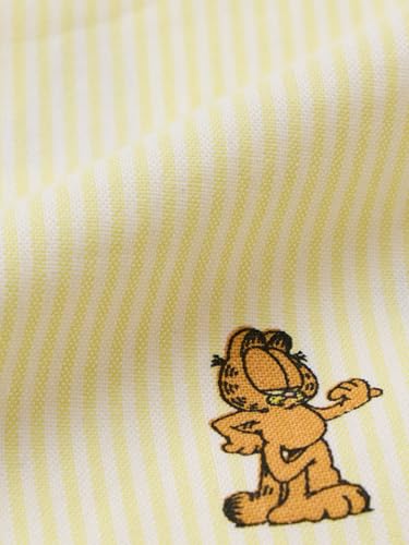 The Souled Store Garfield: Poses Women and Girls Long Sleeves Spread Collar Light Yellow Embroidered Cotton Relaxed Fit Lightweight All-Season Comfortable Stylish Everyday Shirt