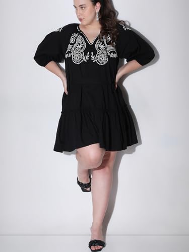 VERO MODA Curve Women Black A-Line Dress