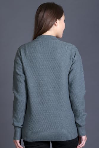 GODFREY Women Acrylic Blend Turtle Neck Sweaters Smoke Green, Large