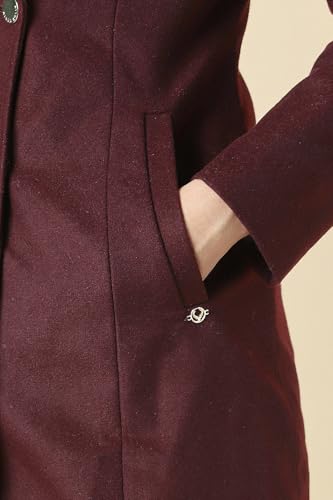 Women Maroon Solid Casual Jacket