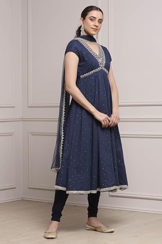 Biba Women Blue Cotton Printed Lehenga Set_36