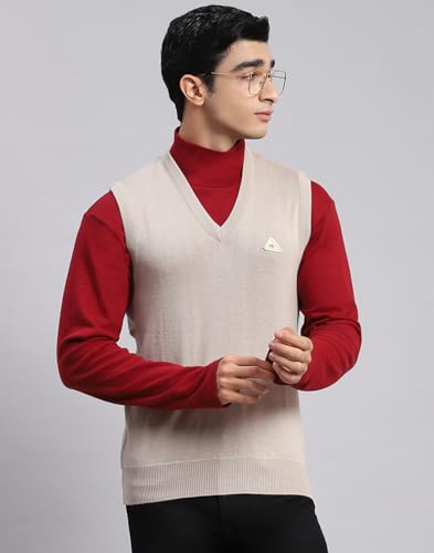 Monte Carlo Shell Solid V Neck Sweater | Warm Woolen Pullover for Men | Soft Comfortable Knitted Winter Wear Sweater for Men's