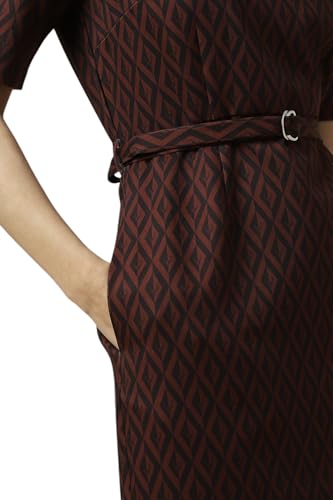 Allen Solly Women's Polyester Modern Knee-Length Dress (AHDRERGFS49055_Brown