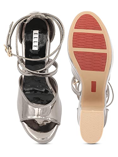 Elle Women's Heels Sandal, Grey, 5