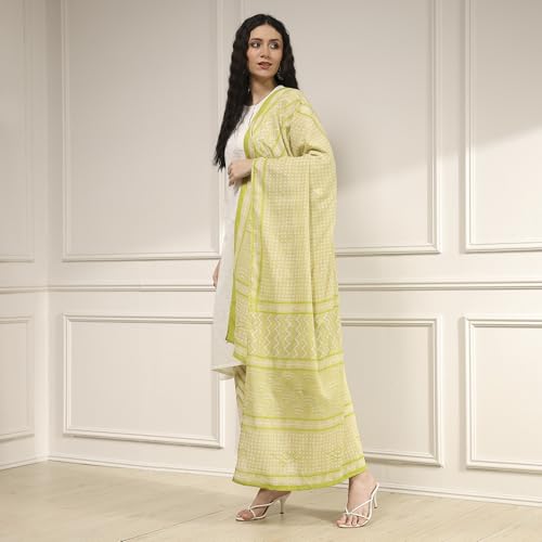 Biba Women's Green Cotton Straight Suit Set