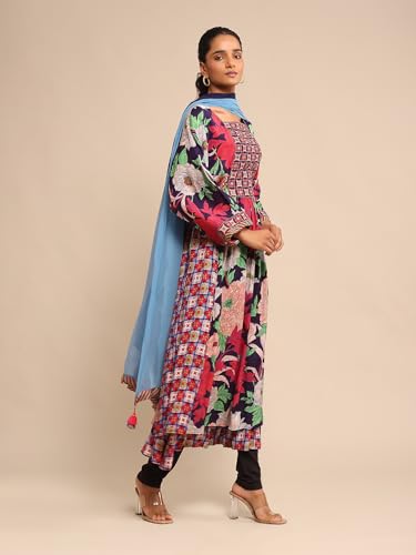 Ritu Kumar Blue Floral Print Kurta With Legging And Dupatta