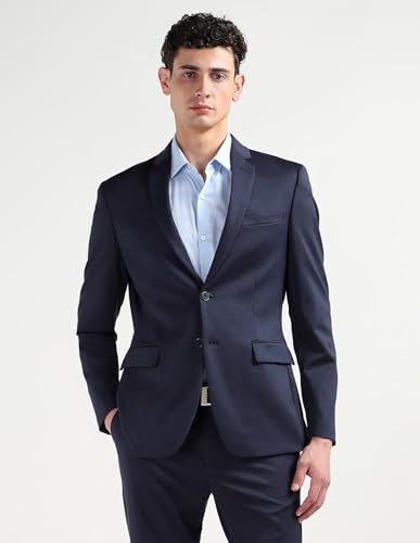 Arrow Men's Zero Calorie Slim Fit Textured Suit (ARAISU5604_Navy_36)