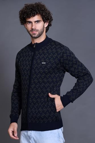 GODFREY Acrylic Zipper Turtle Neck Sweaters for Men, Black, 2XL